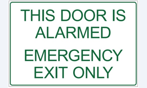 This Door is Alarmed Emergency Exit Only (White)