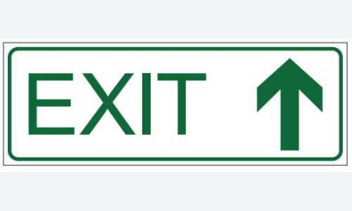 Exit (White, Arrow Up)